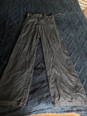 Zara High-Rise Wide Leg Tie waist Denim Jeans size 0